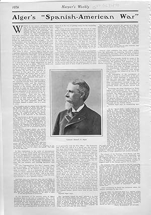 Image du vendeur pour PRINT: "Alger's 'Spanish-American War'".Story & portrait from Harper's Weekly, October 19, 1901 mis en vente par Dorley House Books, Inc.