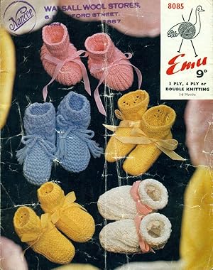 Bild des Verkufers fr EMU 3 Ply, 4 Ply or Double Knit : BABY BOOTEES : Leaflet #8085 zum Verkauf von 100POCKETS