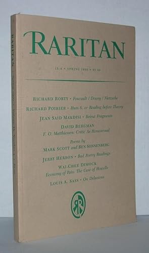 Bild des Verkufers fr FOUCAULT / DEWEY / NIETZSCHE Raritan, Volume IX, Number 4, Spring 1990 zum Verkauf von Evolving Lens Bookseller