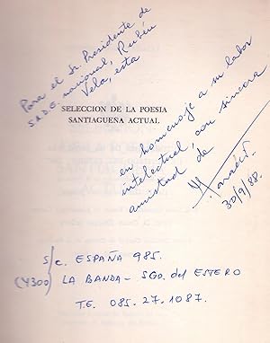 SELECCION DE LA POESIA SANTIAGUEÑA ACTUAL [Firmado / Signed]