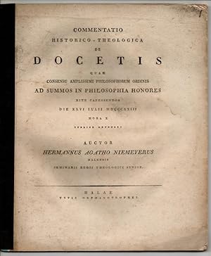 Bild des Verkufers fr Commentatio historico-theologica de Docetis. Dissertation. zum Verkauf von Wissenschaftliches Antiquariat Kln Dr. Sebastian Peters UG