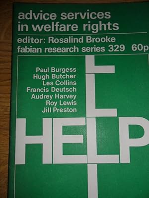 Imagen del vendedor de Advice services in welfare rights a la venta por Clement Burston Books