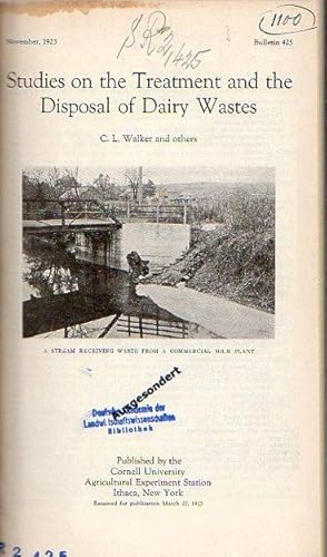 Bild des Verkufers fr Walker, C. L. and others: Studies on the Treatment and the Disposal of Dairy Wastes. (Bulletin 425: p. 1-170, Charts complete) // Spencer, Leland: Economic Study of Rural Store Credit in New York. (Bulletin 430: p. 1-39 (+8)) // Noble, Clarence Vernon: The Cost of Living in a Small Factory Town. (Bulletin 431: p. 1-60 (+10)) // Bartlett, R. W.: The Organization and Development of Cooperative Fire Insurance companies in New York. (Bulletin 435: p. 1-36) zum Verkauf von Antiquariat Carl Wegner