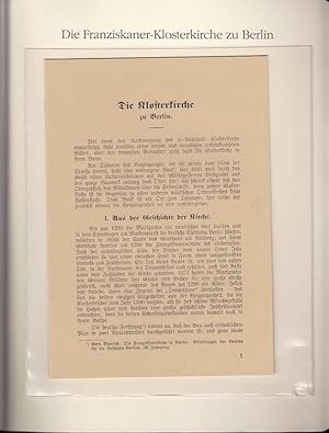 Imagen del vendedor de Die Klosterkirche (der Franziskaner)zu Berlin, 1931. ( = Lieferung BE 01160 aus Berlin-Archiv hrsg.v. Hans-Werner Klnner und Helmut Brsch-Supan). a la venta por Antiquariat Carl Wegner