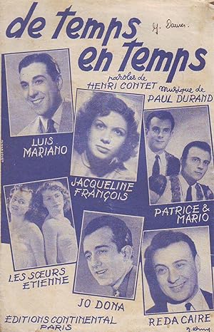 Imagen del vendedor de De Temps En Temps : Paroles De Henri Contet - Musique De Paul Durand a la venta por Planet'book