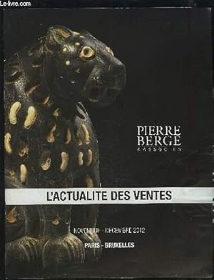 Bild des Verkufers fr CATALOGUE DE VENTE AUX ENCHERES - L'ACTUALITE DES VENTES - NOVEMBRE/DECEMBRE 2012. zum Verkauf von Le-Livre
