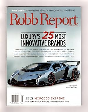 The Robb Report - August, 2013. Luxury's 25 Most Innovative Brands. Cover: $4,000,000 Lamborghini...