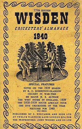Bild des Verkufers fr WISDEN 1940. Cricketers' Almanack, 77th Edition. zum Verkauf von Sainsbury's Books Pty. Ltd.