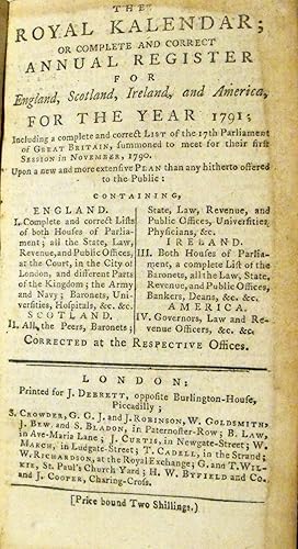 The Royal Kalendar; or complete and correct Annual Register for England, Scotland, Ireland, and A...