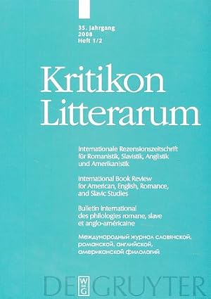 Bild des Verkufers fr Kritikon Litterarum. 35.Jahrgang 2008, Heft 1/2. Internationale Rezensionszeitschrift fr Romanistik, Slavistik, Anglistik und Amerikanistik. Mit Kirby Farnell. zum Verkauf von Fundus-Online GbR Borkert Schwarz Zerfa