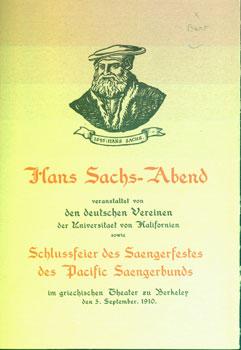 Programm. Vier Fastnachtspiele. Hans Sachs Abend Veranstallet von den deutschen Vereinen der Univ...