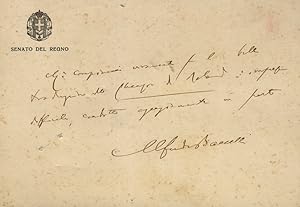 Cartolina postale manoscritta autografa, firmata, indirizzata a Elda Bossi, Ofiria Editrice. Inte...
