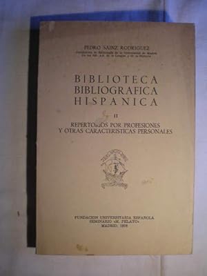 Seller image for Biblioteca bibliogrfica hispnica II. Repertorios por profesiones y otras caractersticas personales for sale by Librera Antonio Azorn