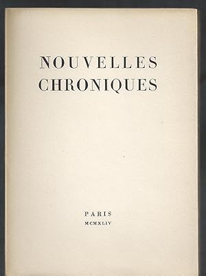 Seller image for Nouvelles Chroniques. for sale by LA GRIFFE DU LION - Myriam MINNEKEER