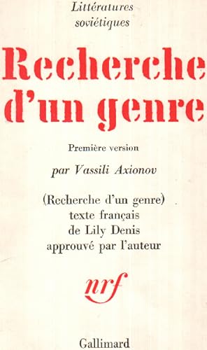 Seller image for Recherche d'un genre litteratures sovitiques for sale by librairie philippe arnaiz