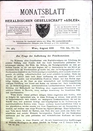 Image du vendeur pour Zur Frage der Aufhebung des Fideikommisse aus: Monatsblatt der Heraldischen Gesellschaft "Adler"; Nr. 464; VIII. Band, Nr. 32 mis en vente par books4less (Versandantiquariat Petra Gros GmbH & Co. KG)