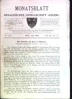 Image du vendeur pour Die Familien de Bois in Bhmen aus: Monatsblatt der Heraldischen Gesellschaft "Adler"; Nr. 463; VIII. Band, Nr. 31 mis en vente par books4less (Versandantiquariat Petra Gros GmbH & Co. KG)