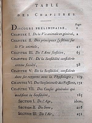 Recherches phisiologiques et philosophiques sur la sensibilité ou la vie animale