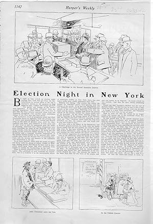 Imagen del vendedor de PRINT: "Election Night in New York".story & illustrations from Harper's Weekly, November 16, 1901 a la venta por Dorley House Books, Inc.
