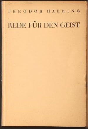 Image du vendeur pour Rede fr den Geist. Gehalten in Stuttgart am 26. Febr. 1935. mis en vente par Steven Wolfe Books