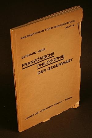 Bild des Verkufers fr Franzsische Philosophie der Gegenwart. zum Verkauf von Steven Wolfe Books