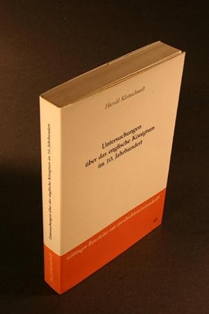 Imagen del vendedor de Untersuchungen ber das englische Knigtum im 10. Jahrhundert. a la venta por Steven Wolfe Books