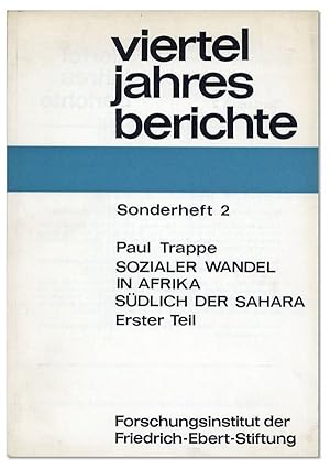 Imagen del vendedor de Sozialer Wandel in Afrika sdlich der Sahara. Erster Teil a la venta por Lorne Bair Rare Books, ABAA