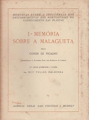 Image du vendeur pour Memria sbre a malagueta. Memrias sobre a influncia dos descobrimentos portuguezes no conhecimento das plantas. I. 2. edio. mis en vente par Artes & Letras