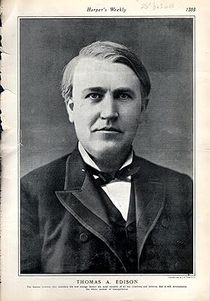 Imagen del vendedor de PRINT: "Thomas A. Edison".photo portrait from Harper's Weekly, December 21, 1901 a la venta por Dorley House Books, Inc.