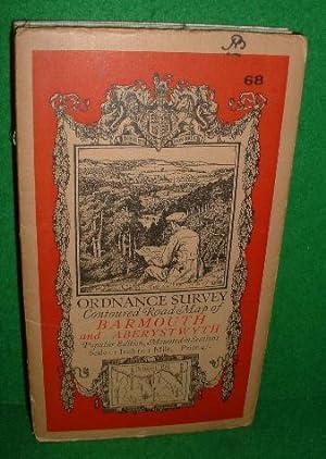 ORDNANCE SURVEY CONTOURED ROAD MAP OF BARMOUTH AND ABERYSTWYTH POPULAR EDITION MOUNTED IN SECTIONS
