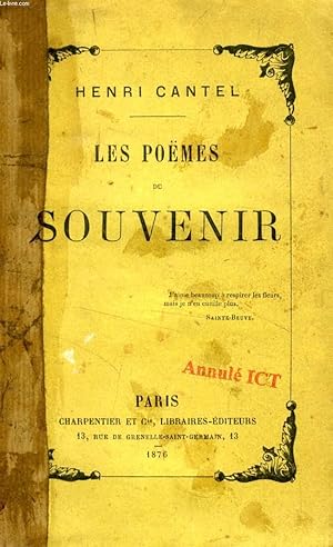 Seller image for LES POEMES DU SOUVENIR for sale by Le-Livre