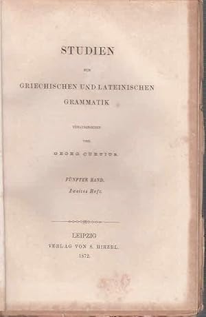 Bild des Verkufers fr Studien zur griechischen und lateinischen Grammatik. Band 5, Heft 2. zum Verkauf von Antiquariat Carl Wegner