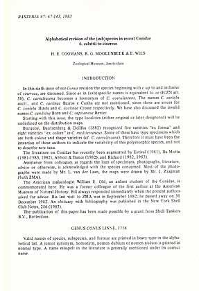 Seller image for Alphabetical revision of the (sub)species in recent Conidae 6. cabritii to cinereus for sale by ConchBooks