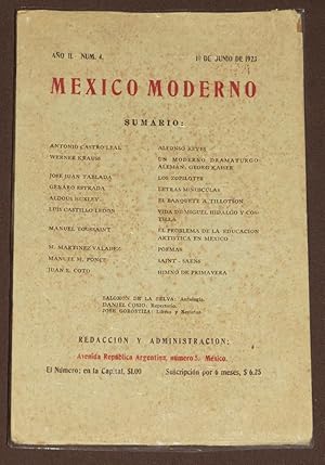 Seller image for Mexico Moderno Ao II Num 4 Junio De 1923 for sale by Librera Urbe