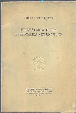 Seller image for EL MISTERIO DE LA PERSONALIDAD EN UNAMUNO for sale by Valentin Peremiansky
