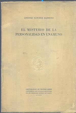 Bild des Verkufers fr EL MISTERIO DE LA PERSONALIDAD EN UNAMUNO zum Verkauf von Valentin Peremiansky