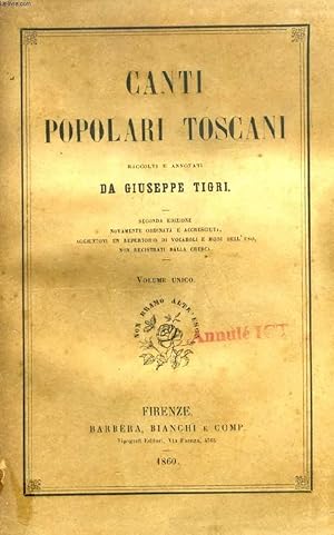Immagine del venditore per CANTI POPOLARI TOSCANI venduto da Le-Livre