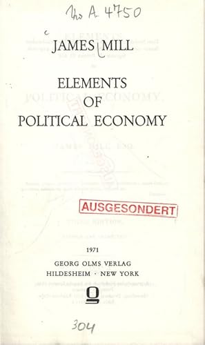 Bild des Verkufers fr ELEMENTS OF POLITICAL ECONOMY. zum Verkauf von Antiquariat Bookfarm