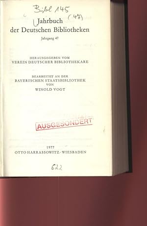Bild des Verkufers fr Jahrbuch der Deutschen Bibliotheken. Jahrgang 47. Herausgegeben vom Verein Deutscher Bibliothekare. zum Verkauf von Antiquariat Bookfarm