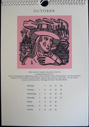 Image du vendeur pour David Game College Group [calendar for] 1991. (Linocuts by Peter Bailey. Designed by Jonathan Gili) mis en vente par James Fergusson Books & Manuscripts