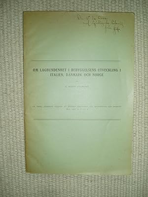 Seller image for Om lagbundenhet i bebyggelsens utvecklung i Italien, Danmark och Norge for sale by Expatriate Bookshop of Denmark