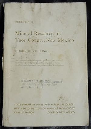 Imagen del vendedor de Mineral resources of Taos County, New Mexico (Bulletin / New Mexico Bureau of Mines and Mineral Resources) a la venta por GuthrieBooks