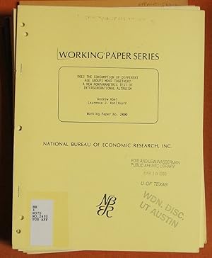 Immagine del venditore per Does the consumption of different age groups move together?: A new nonparametric test of intergenerational altruism (NBER working paper series ; working paper) venduto da GuthrieBooks