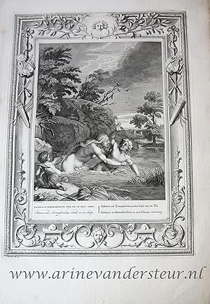 [Antique print, etching and engraving, 1733] Salamacis & Hermaphrodite unis en un seul corps (Sal...