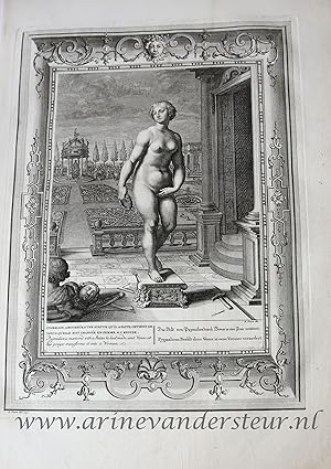 [Antique print, etching and engraving, 1733] Pigmalion, amoreux d'une statue . (Pygmalion is in l...