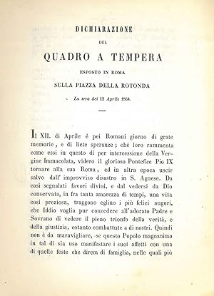 Dichiarazione del quadro a tempera esposto in Roma sulla piazza della rotonda la sera dei 12 apri...