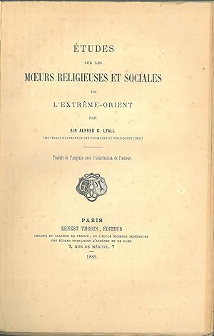 Etudes sur les moeurs religieuses et sociales de l'lextreme - Orient. Traduit de l'anglais avec l...