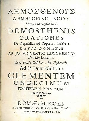Demosthenous Demegorikoi logoi Latinisi metaphrathentes. Demosthenis Orationes de republica ad po...