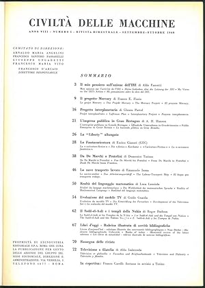 Civiltà delle macchine. Rivista bimestrale. Anno VIII, numero 5, settembre-ottobre 1960 Direttore...