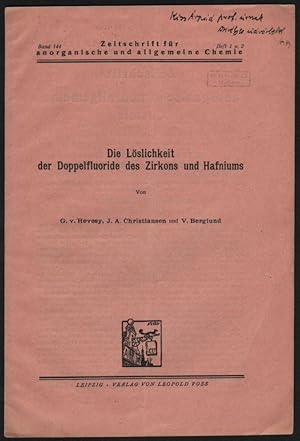 Die Löslichkeit der Doppelfluoride des Zirkons und Hafniums. (Offprint of "Zeitschrift für anorga...